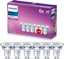 Image of Philips GU10 LED Spot Light Bulbs 6 Pack 4.6W 50W Equivalent Cool White 4000K