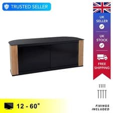 Image of TV Floor Stand Wood & Glass - Corner Unit for 32 43 50 55 60 Inch - Max Storage