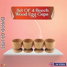 Image of Beech Wood Egg Cups – Natural Wooden Egg Holders – Breakfast Tableware