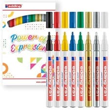 Image of edding 751 gloss paint marker pen set of 8 pens 1-2mm tip basic colours
