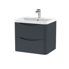 Image of Nuie Lunar 600mm Satin Anthracite Wall Mounted Vanity Unit & Ceramic Basin