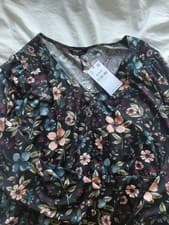 Image of Yours Dress Black Floral Size UK 30-32 NWT Plus Size
