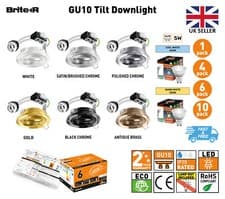 Image of GU10 Tilted Downlight LED Recessed Ceiling Spotlight Fitting IP20 240V 4x 6x 10x