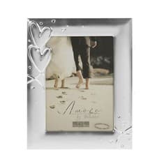 Image of Amore Silverplated Frame with Hearts & Crystals 5" x 7"