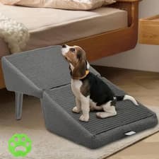 Image of Dog Pet with Footrest Stool Puppy Foldable Stairs Folding Ramp Access Steps UK