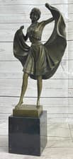 Image of Arabian Girl With Lifting Skirt On Rug Bronze Sculpture By Vienna Artist Bergman