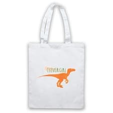Image of CLEVER GIRL VELOCIRAPTOR UNOFFICIAL JURASSIC PARK QUOTE TOTE BAG LIFE SHOPPER