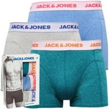 Image of JACK AND JONES Mens Super Twist Three Pack Trunks Light Grey Melange/Lapis L