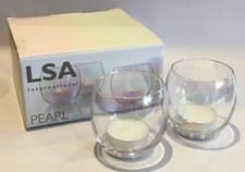 Image of LSA PEARL Glass Tea Light Holders With Tealight Candles BNIB