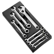 Image of Expert by Facom 7 Piece Ratchet Combination Spanner Set in Tray Module