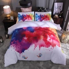 Image of Tie-Dye Ombre Gradient Duvet Cover with Pillow Cases Bedding Set Double Size UK