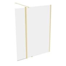 Image of Brushed Brass 900mm Wet Room Screen 8mm Tempered Glass with 300mm Flipper Panel