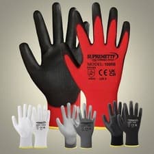 Image of 24 PAIRS NEW PU COATED SAFETY WORK GLOVES GARDEN GRIP MENS BUILDERS GARDENING