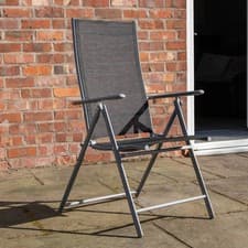 Image of Outdoor Garden Patio Multi Position Reclining Folding Chair in Black and Silver