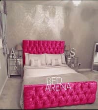 Image of CRUSHED VELVET CHESTERFIELD BED SINGLE DOUBLE KING + MATTRESS FREE P&P