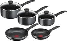 Image of Tefal Origins Stone 5 Piece, Non-Stick, Pots & Pan Set, All Hobs Compatible Exce
