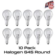 Image of Halogen Golf Bulb 18w 28w 42w Round E14 SES G45 Eco Lamp Small Screw 10 Pack