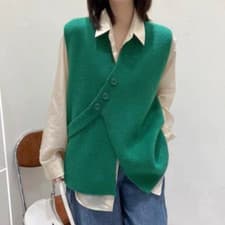 Image of Women V Neck Asymmetric Waistcoat Vest Tank Top Sweater Jumper Gilet Knitted Top