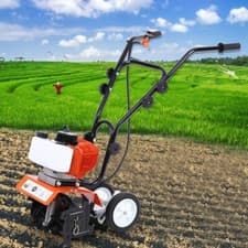 Image of Portable Garden Tiller 52CC Petrol Engine 3HP 2 Stroke Lawn Cultivator Rotovator