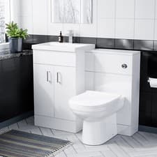Image of Nes Home White 500mm Vanity Basin & WC Unit & Back to Wall Toilet Soft Close
