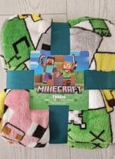 Image of Primark MINECRAFT THROW BLANKET SOFT FLEECE 150x120cm BNWT