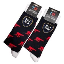 Image of 2 Pairs Arsenal Gunners Fan Socks Adult Size 8-11 Birthday Christmas Gift Idea