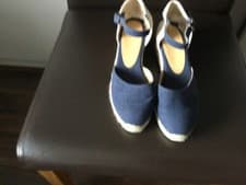 Image of Castaner Carol Cotton Wedge Espadrille Sandal Navy 6