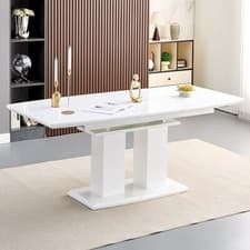 Image of Genisimo Small High Gloss Extending Dining Table In White