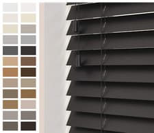 Image of NewEdgeBlinds Real Wood String Venetian Blinds Smooth Slats 50mm Made To Measure