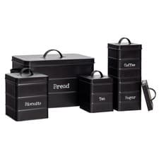 Image of 5 Piece Vintage Metal Kitchen Canisters Set - Black