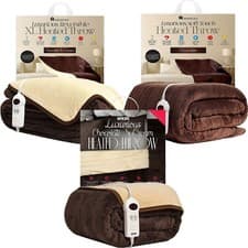 Image of Heated Throw Electric Over Blanket Digital Control XL Large Washable Fleece