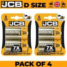 Image of JCB S12110 D Size Super Alkaline Batteries 1.5V LR20 Long Lasting Power 4 Pack