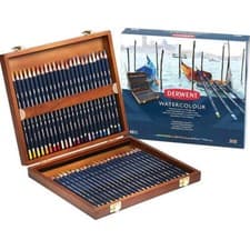 Image of NEW 48 Derwent Watercolour Colour Pencils Wooden Box Set Coloured Professional