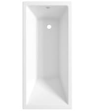 Image of Modern Bathroom Single & Double Ended Acrylic Straight Bath Gloss White Bathtub