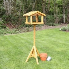 Image of Bird Table With Built in Feeder Premium Wooden Free Standing Feeding Station