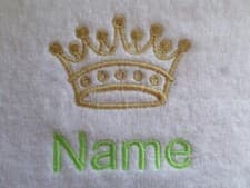 Image of KINGS CROWN Personalised Name Embroidered Hand Towel, Bath Towel or Bath Sheet