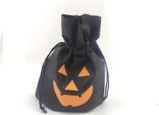 Image of Halloween Pumpkin Drawstring Gift Bag (Black)