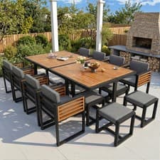 Image of Garden Furniture Set 12 Seater Dining Table and Chairs Patio Outdoor Dining Set