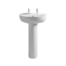 Image of Nuie Choice Ramsay 550mm Basin & Full Pedestal 2 Tap Hole Round Bathroom Sink