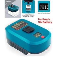 Image of For Bosch 18V Battery TYPE-C USB Power Fast Charger Converter Adapter LED Screen