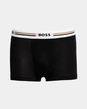 Image of BOSS Orange Revive Mens 3-Pack Soft-Touch Stretch Trunks With Logo Waistbands -