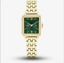 Image of Tommy Hilfiger Ladies Mia Square Green Dial Gold Tone Watch 1782858