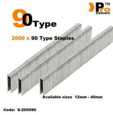 Image of 90 Type Staples Narrow Crown sizes available 12mm to 40mm pack of 2000