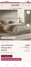 Image of Dusk Ascot Double Lift-Up Ottoman Storage Bed Natural RRP £299