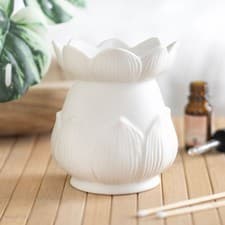 Image of White Lotus Flower Oil Burner Wax Melt Oil Burner Home Fragrance Aromatherapy Gi