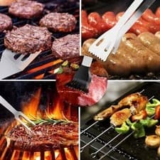 Image of 9X Stainless Steel BBQ Grill Tool Set Outdoor Utensil Cooking Cutlery Kit Case