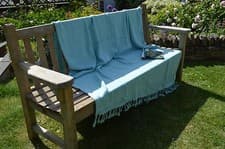 Image of THROW, 100% Cotton Herringbone Azure Blue Large Bed Sofa Chair 150x200cm, 59x78"