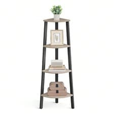 Image of 6 Tier L-Shaped Corner Bookshelf Storage Organizer Rack Wooden Display