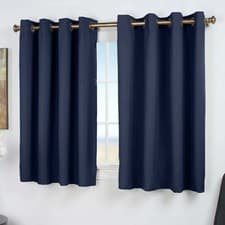 Image of SHORT Blackout Curtains Pair Ready Made Eyelet Ring Top Room Darkening Panels