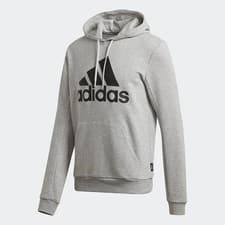 Image of ADIDAS BADGE OF SPORT FRENCH TERRY HOODIE / GREY MENS LARGE GC7341 *NEW*